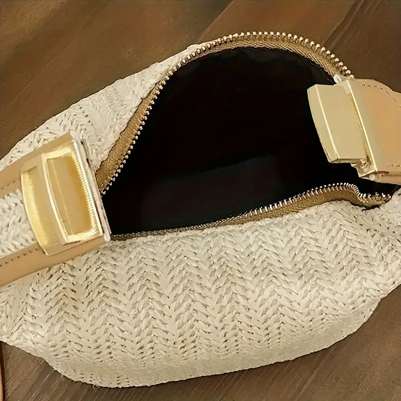 Bolsa cruzada tejida de paja para mujer, bolso de playa hecho a mano, bolso de mano de verano