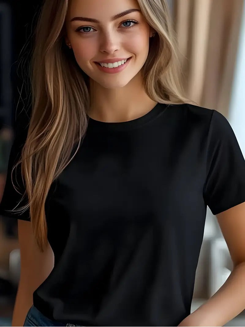 Camisetas de algodón pesado de cuello redondo