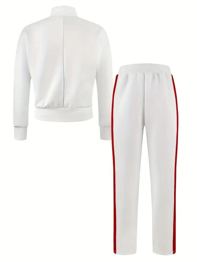 Conjunto de Chaqueta con Detalles a Contraste rayas