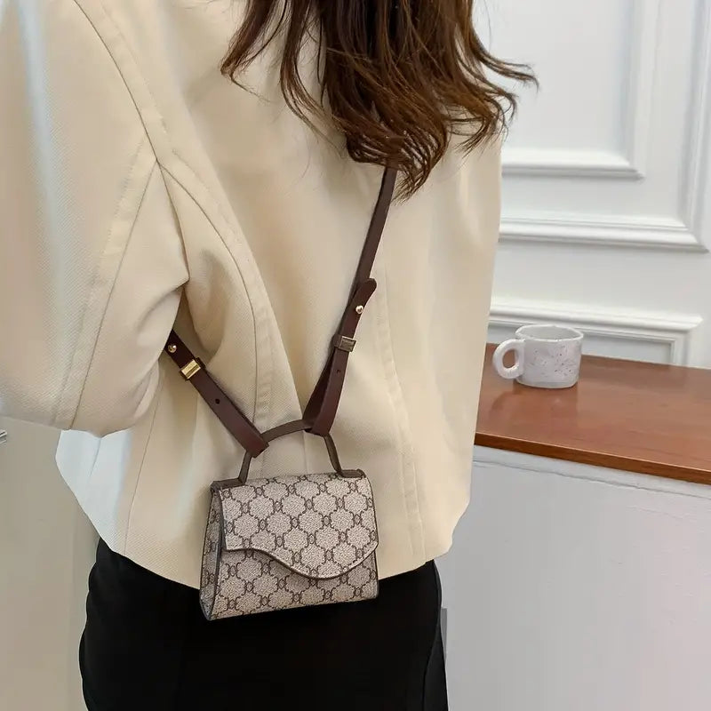 Mini Bolso Clásico, Impreso, Bolso De Hombro Con Solapa